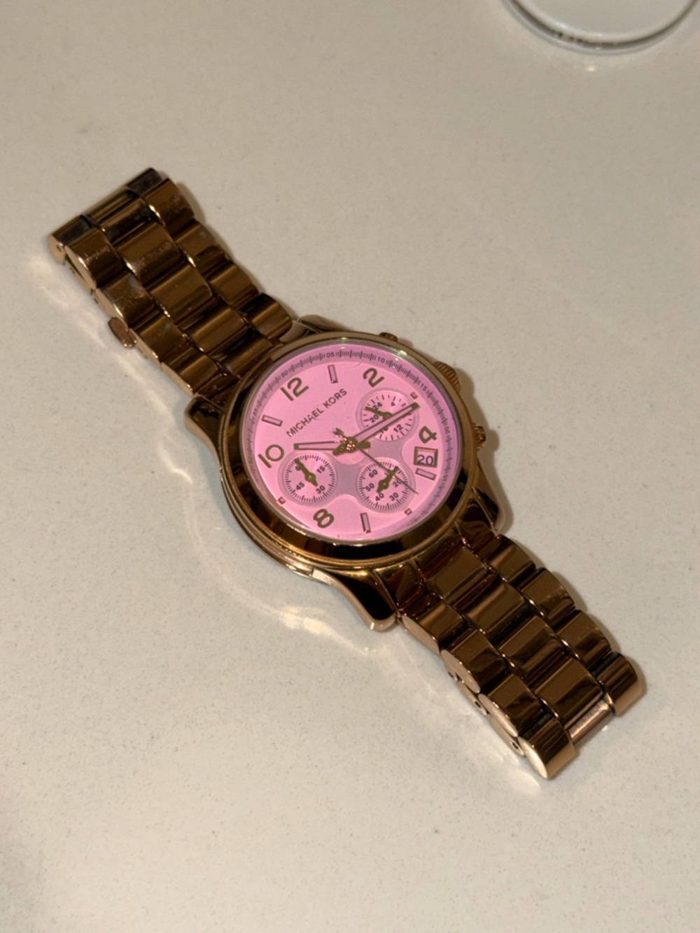Michael Kors Pink Dial Gold-Tone Watch